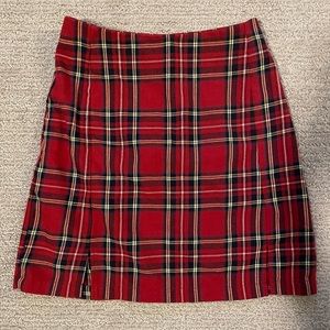 Brandy Melville red plaid cara skirt